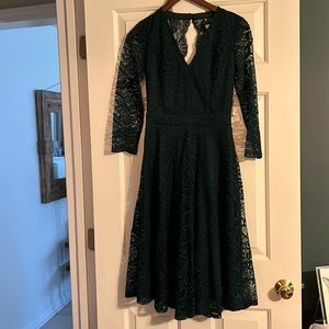 Perfect Holiday Dress! Forest Green Lace Fit and Flare